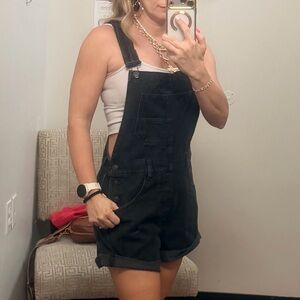Free People Black Denim Overalls